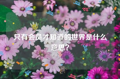 只有会员才知道的世界是什么意思？